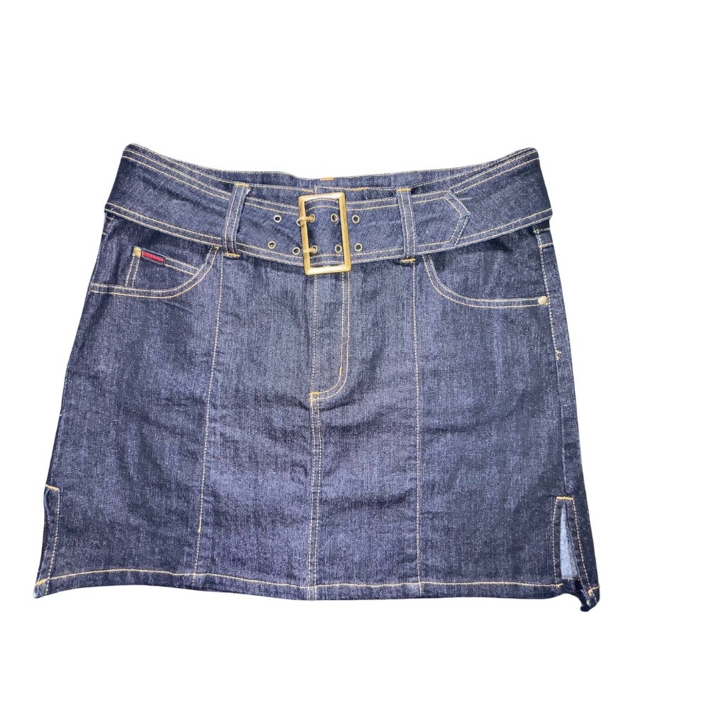 FUBU Blue and Gold Mini Pencil Skirt